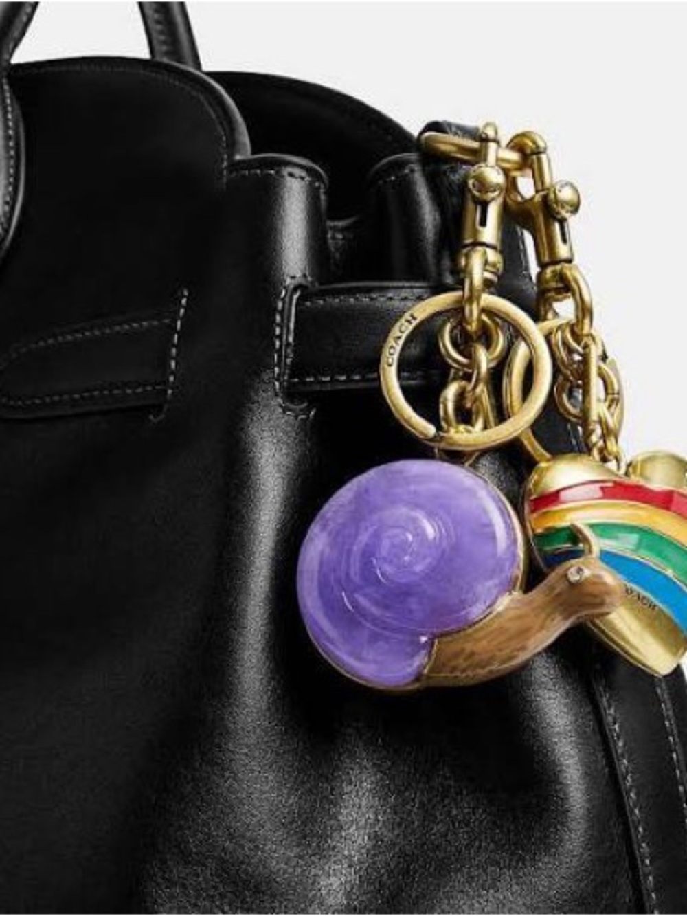 Coach Snail Charm Coach Gold-Tone Keychain with Purple Enamel NWT - Picture 2 of 3